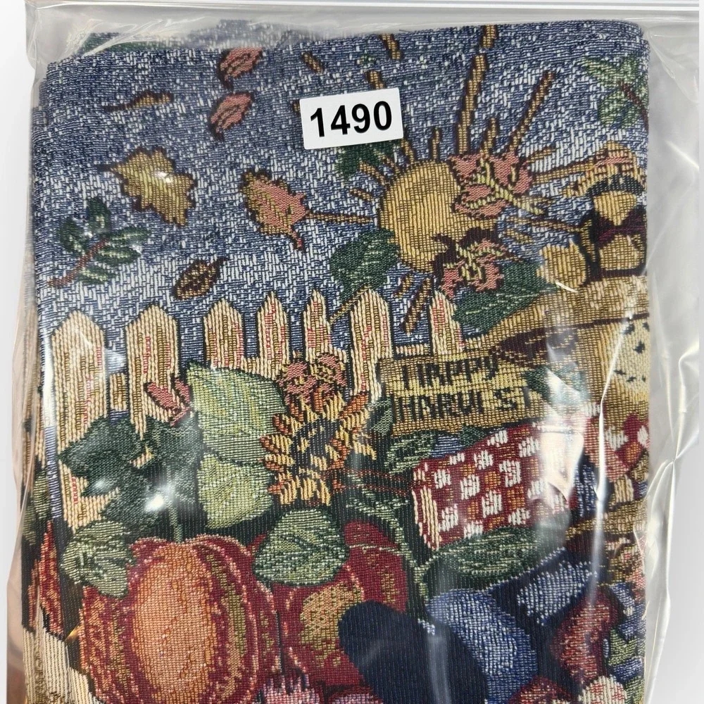 Set of 8 Vintage Fall Tapestry‎ Placemats Happy Harvest Scarecrow Thanksgiving